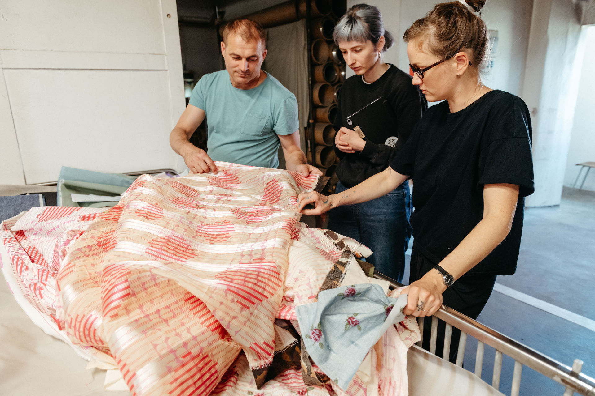 Detail of the deadstock fabric printing process